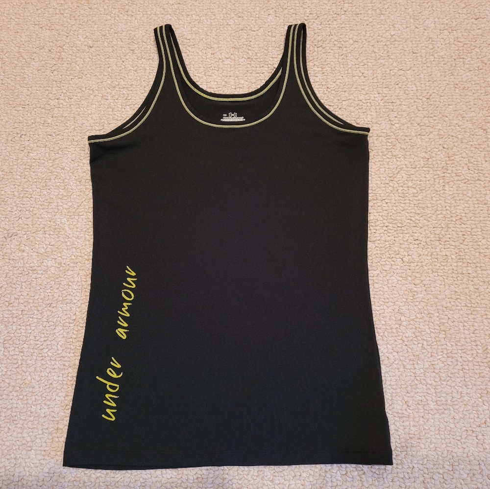 Under Armour Womens Tank Top  Black/ Lime Green Graphic Size: M Active Stretchy